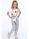 Girls\' T-shirt with patches, cream NDZ8112 - Online store - Boutique